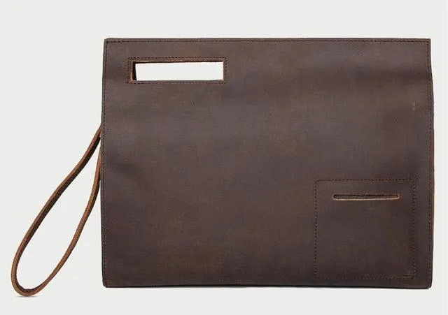 Leather Briefcase Documents Pouch and Handbag