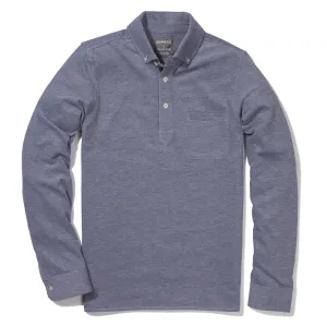 Long Sleeve Oxford Pique Polo - Dark Blue