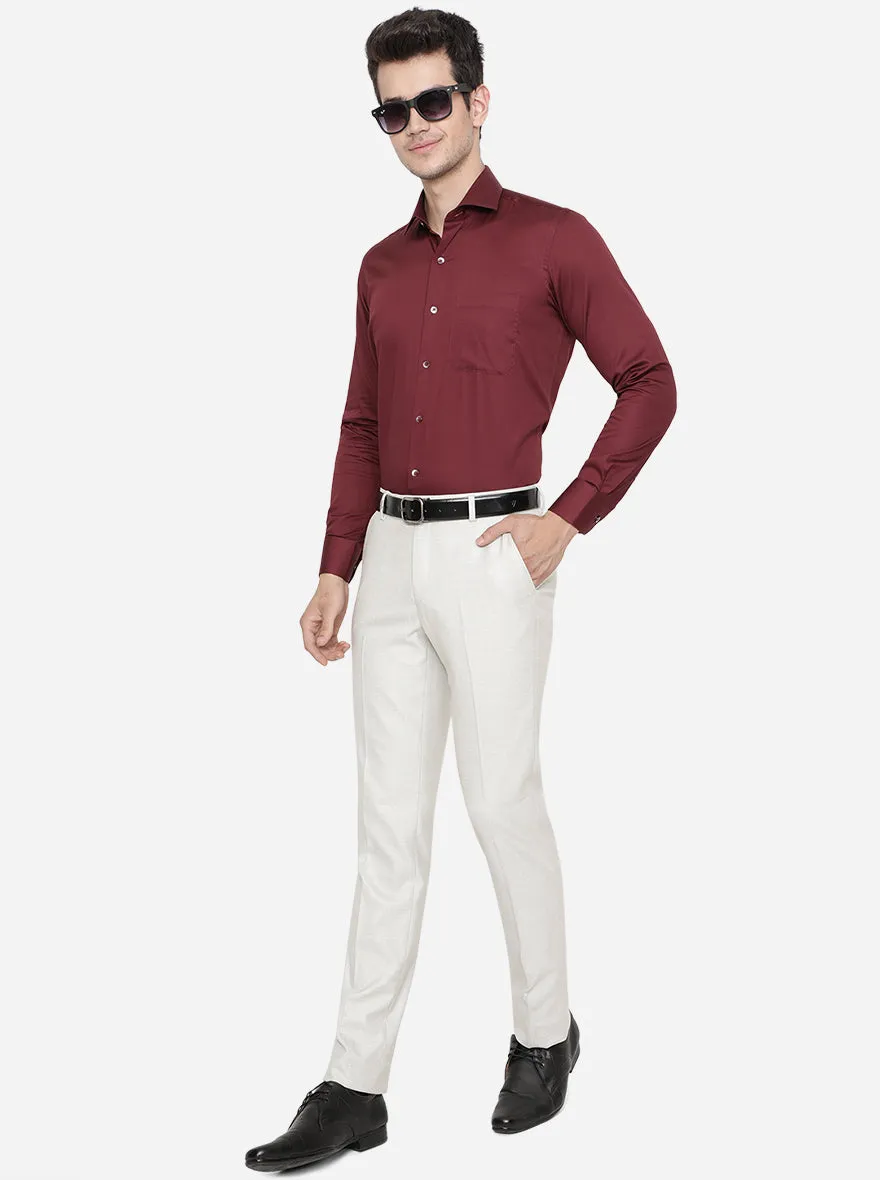 Marron Solid Slim Fit Formal Shirt | Metal