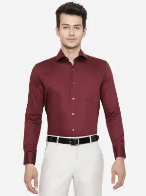 Marron Solid Slim Fit Formal Shirt | Metal