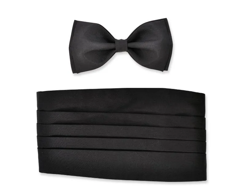 Men Wedding Satin Bow Tie and Cummerbund Set