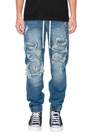 Men's Essential Distressed Denim Jogger Jeans