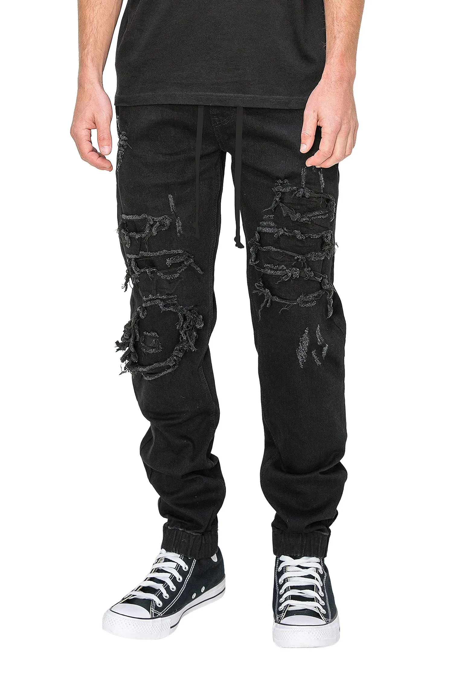 Men's Essential Distressed Denim Jogger Jeans