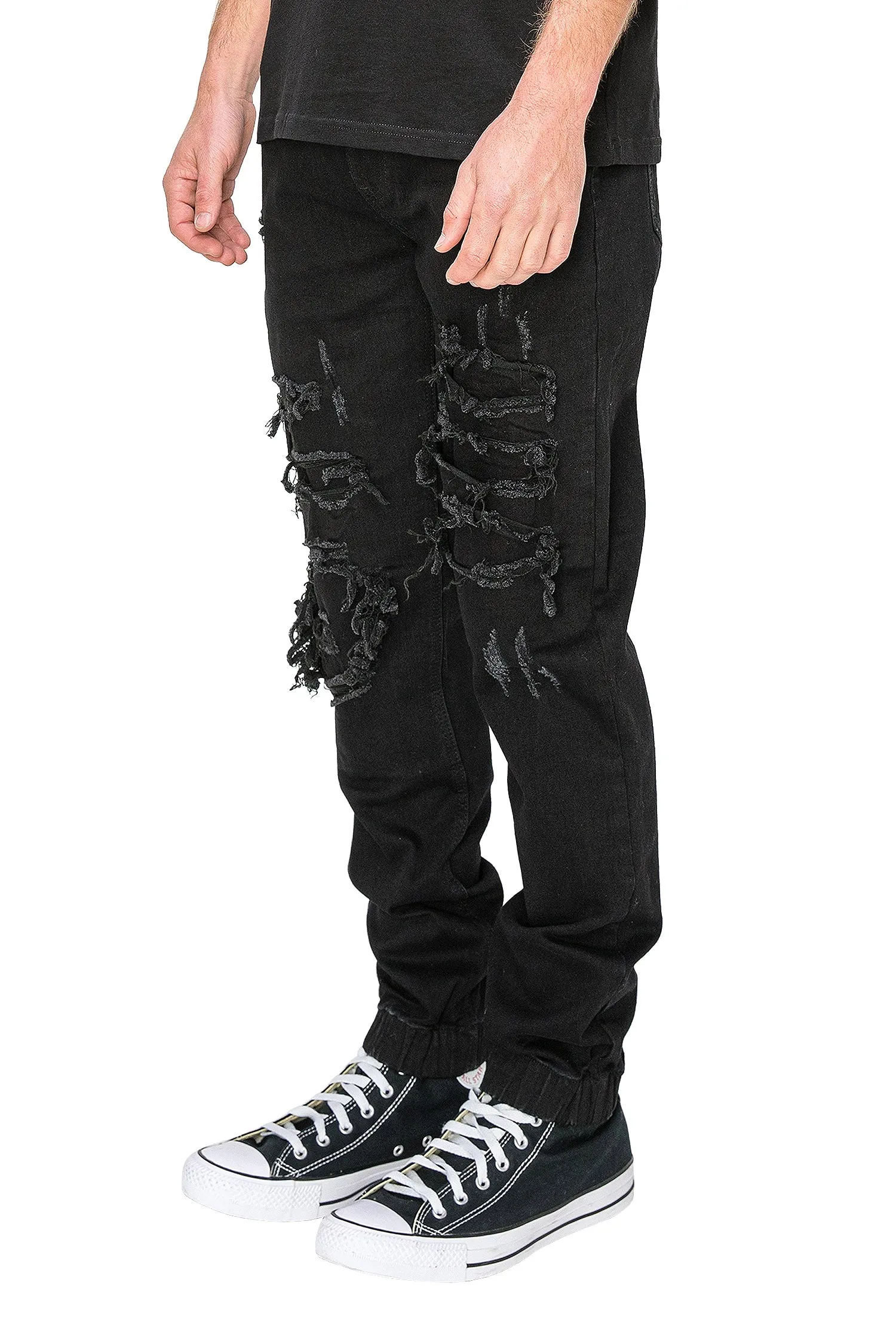 Men's Essential Distressed Denim Jogger Jeans