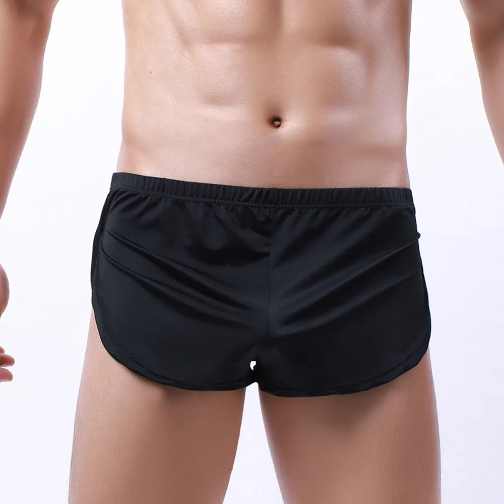 Men's Silky Round Edge Sports Boxers Home Shorts Three-point Pants