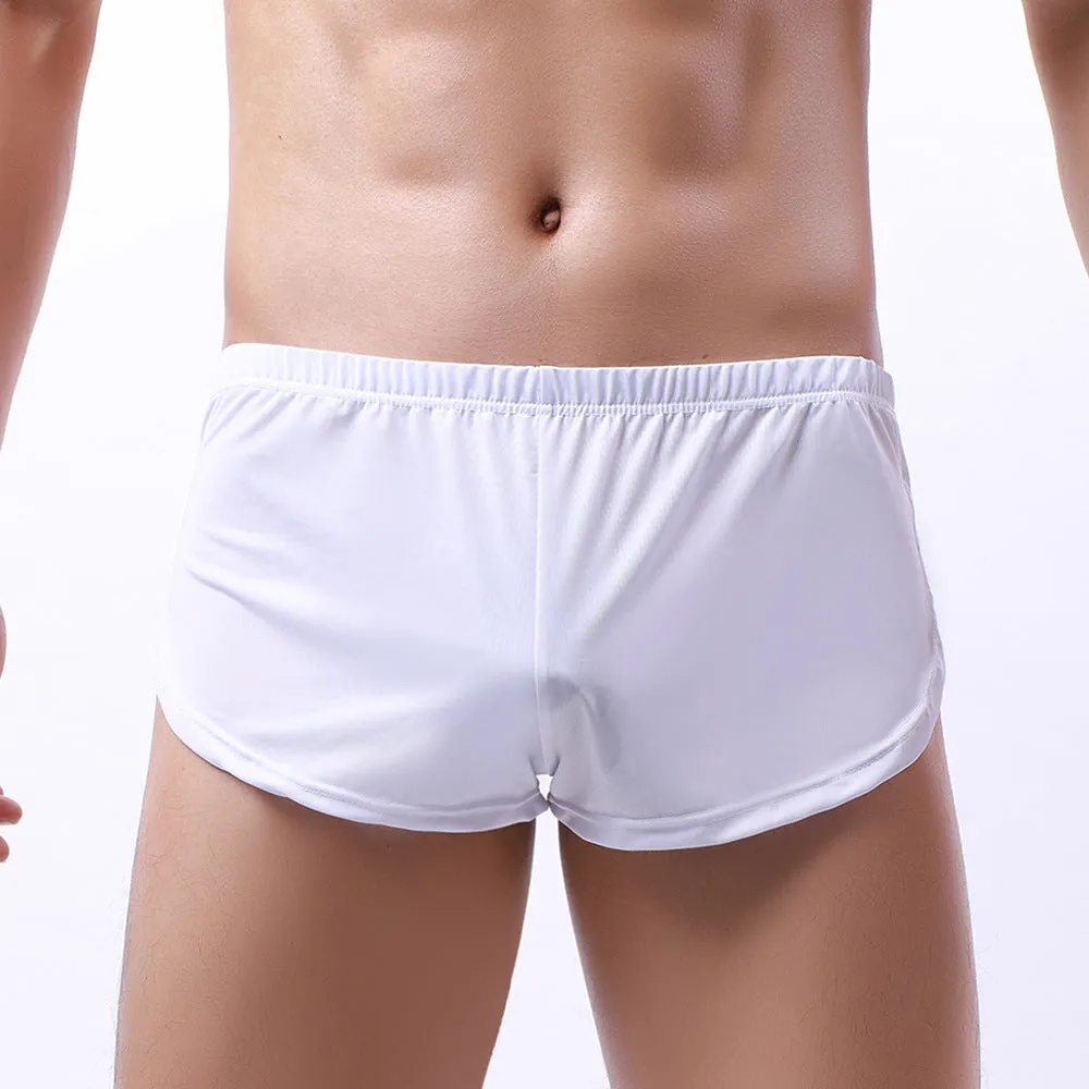 Men's Silky Round Edge Sports Boxers Home Shorts Three-point Pants