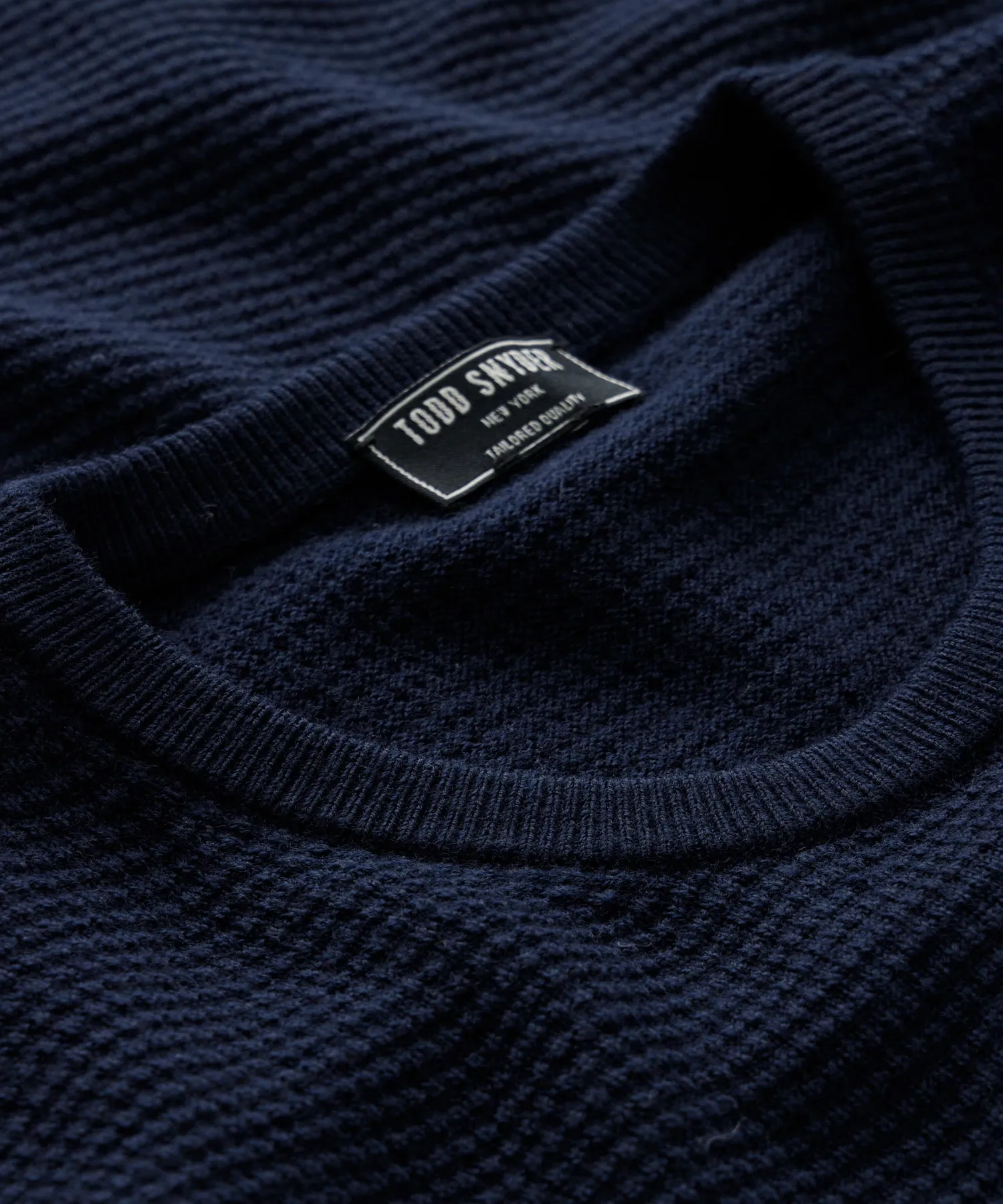 Merino Waffle Crew in Navy