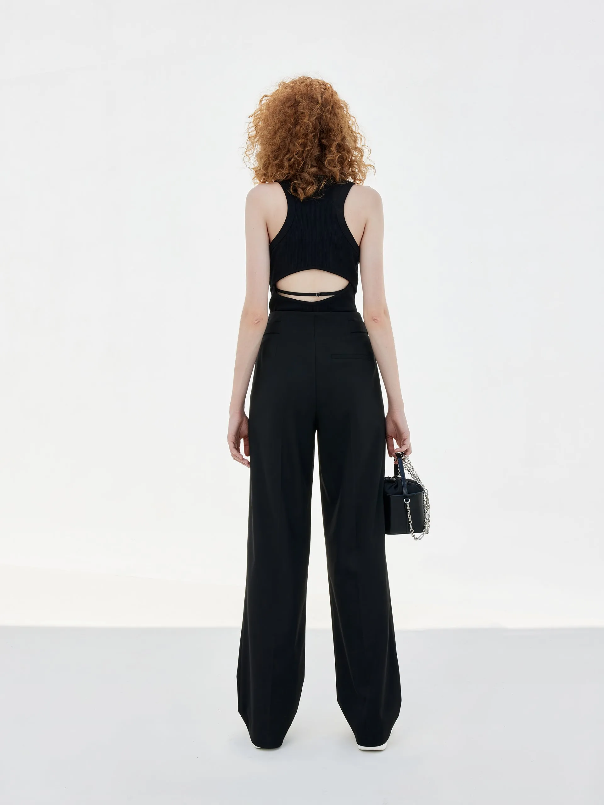 Metal Waistband Suit Pants