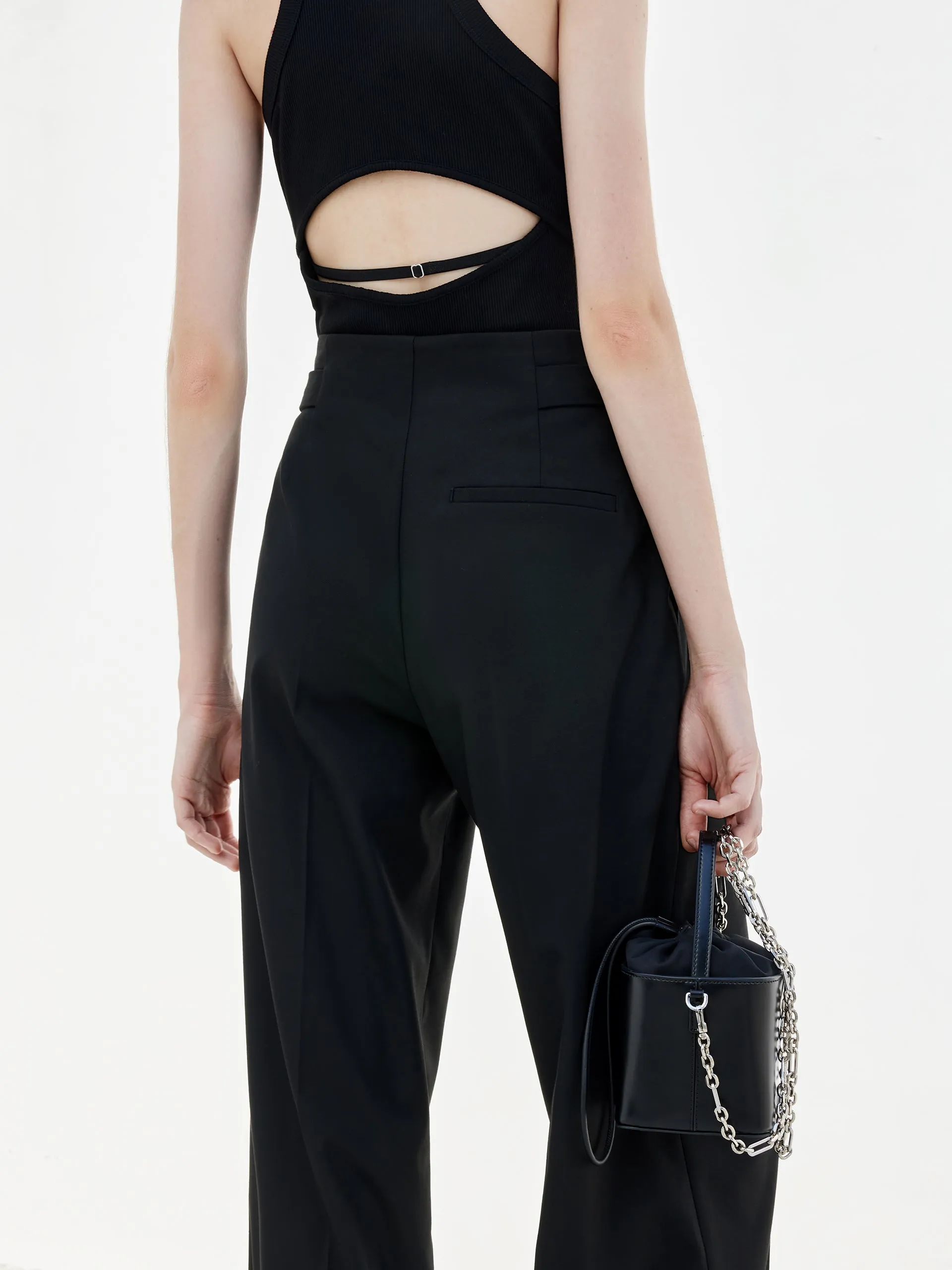 Metal Waistband Suit Pants