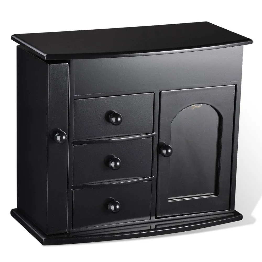 Mirrored Jewelry Box Organizer Armoire Cabinet - Black