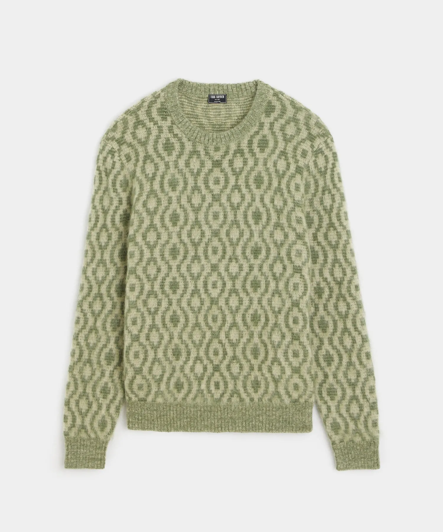 Mohair Geo Crewneck in Dusty Sage