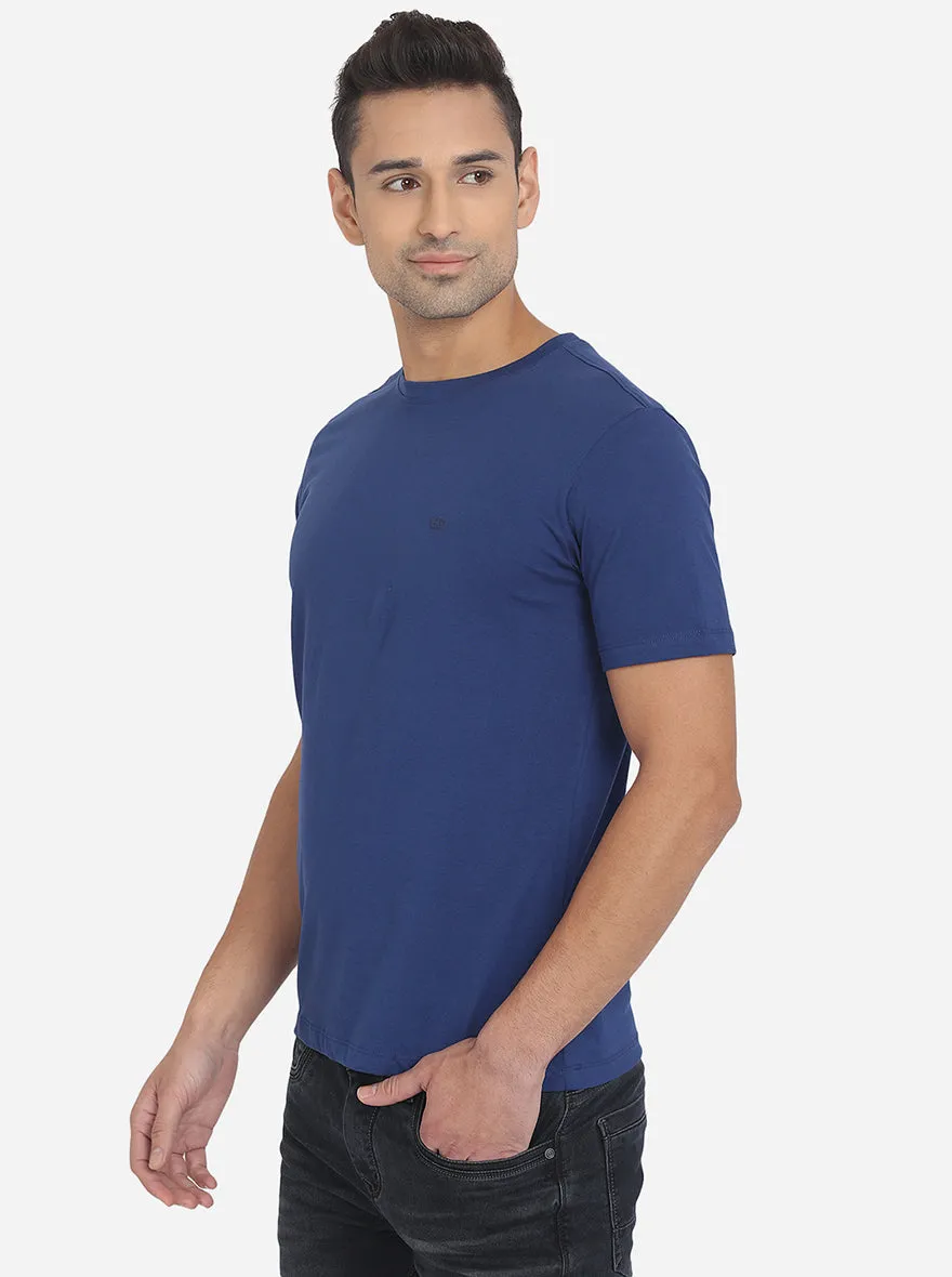 Moonlight Blue Solid Slim Fit T-Shirt | JadeBlue