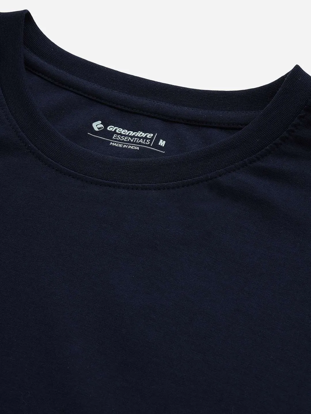 Navy Blue Solid Slim Fit T-Shirt | Greenfibre