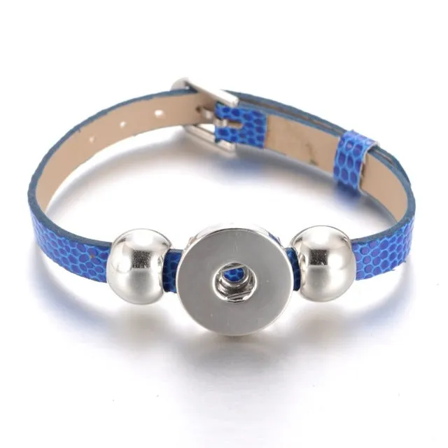 New Arrivals 15 Cols Cheaper PU Leather DIY Armband 18mm Snap Button Bracelet Jewelry SZ0281