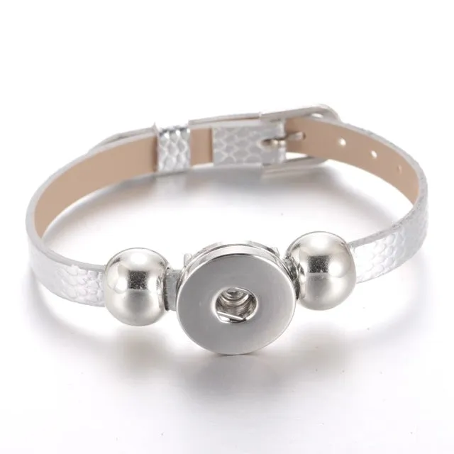 New Arrivals 15 Cols Cheaper PU Leather DIY Armband 18mm Snap Button Bracelet Jewelry SZ0281