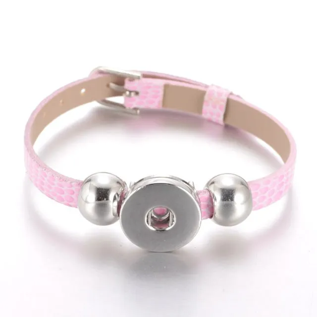 New Arrivals 15 Cols Cheaper PU Leather DIY Armband 18mm Snap Button Bracelet Jewelry SZ0281