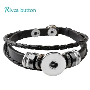 P00646 Wholesale Snap Button Bracelet&Bangles 10 color High quality leather Bracelets For Women 18mm Rivca Snap Button Jewelry