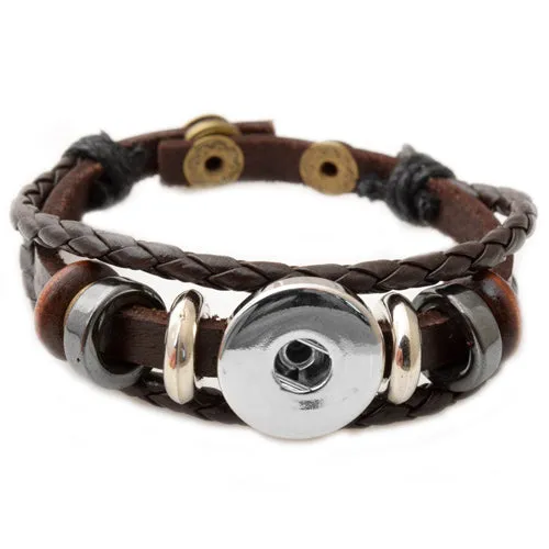 P00646 Wholesale Snap Button Bracelet&Bangles 10 color High quality leather Bracelets For Women 18mm Rivca Snap Button Jewelry