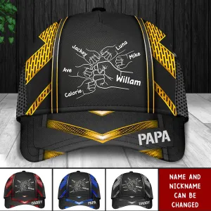 Papa Daddy Kids Hands To Hands Personalized Cap