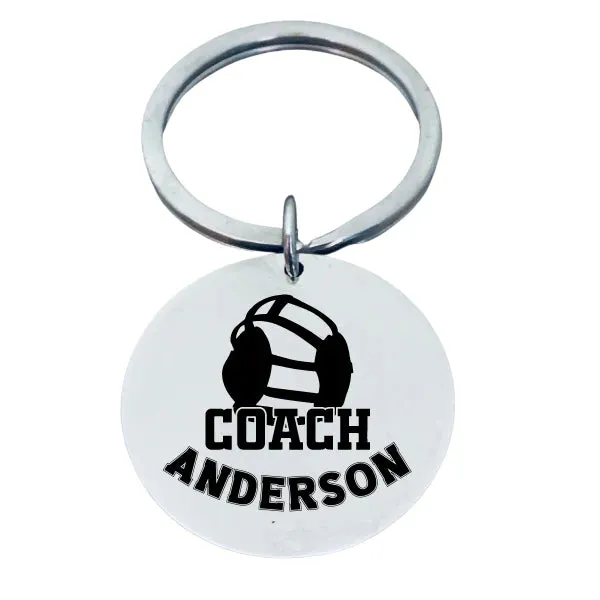 Personalized Engraved Wrestling Coach Keychain - Round - Pick Style