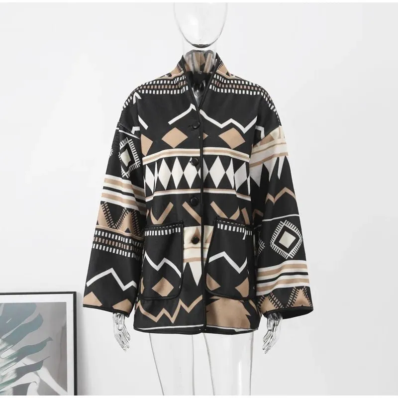 Pre Order:  Tribal Print Single Breasted Jacket