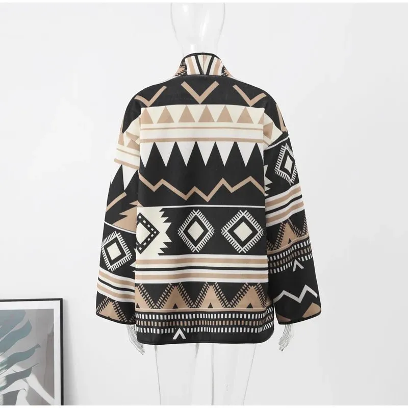 Pre Order:  Tribal Print Single Breasted Jacket