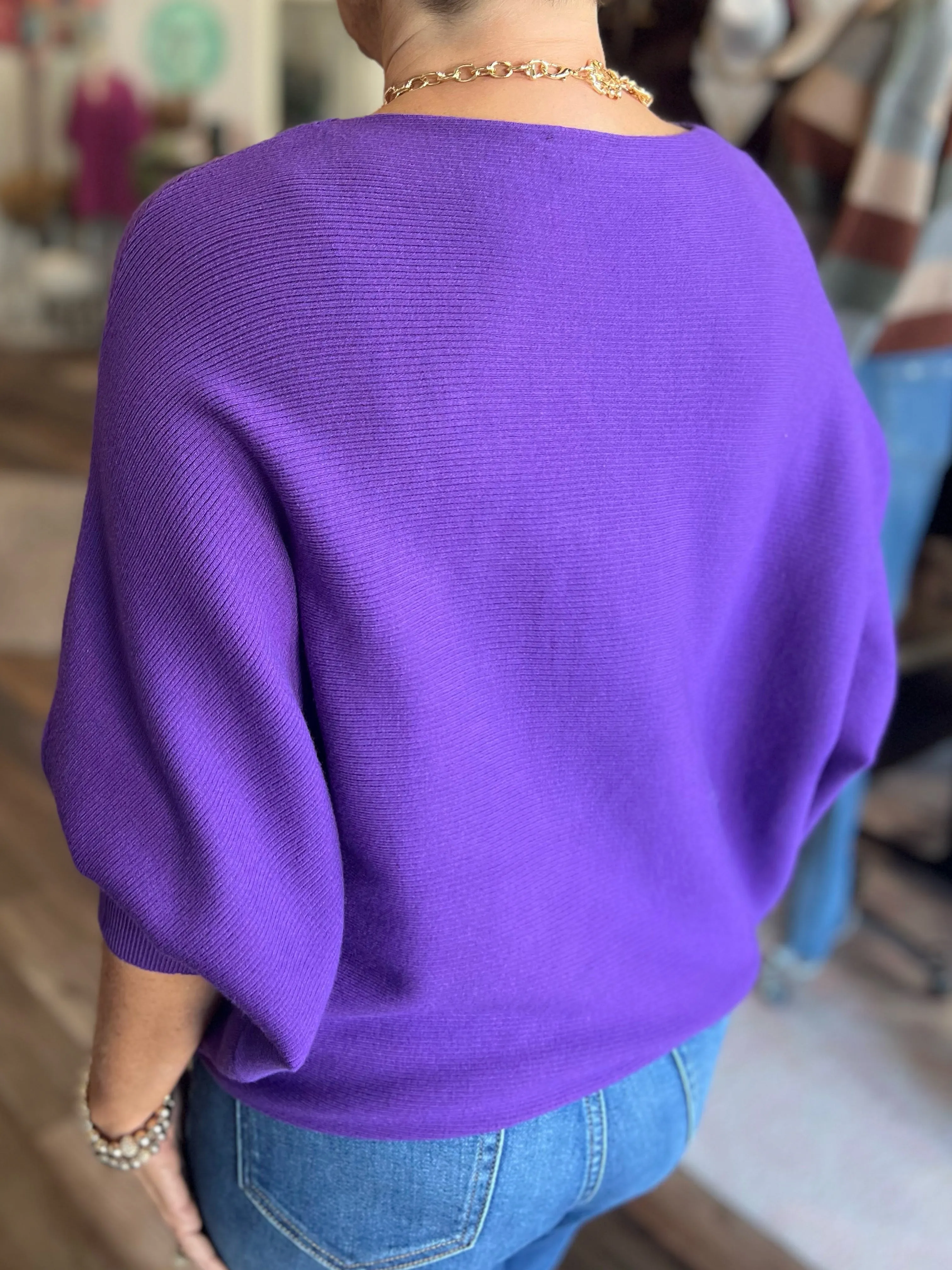 Purple Dolman Sleeve Sweater