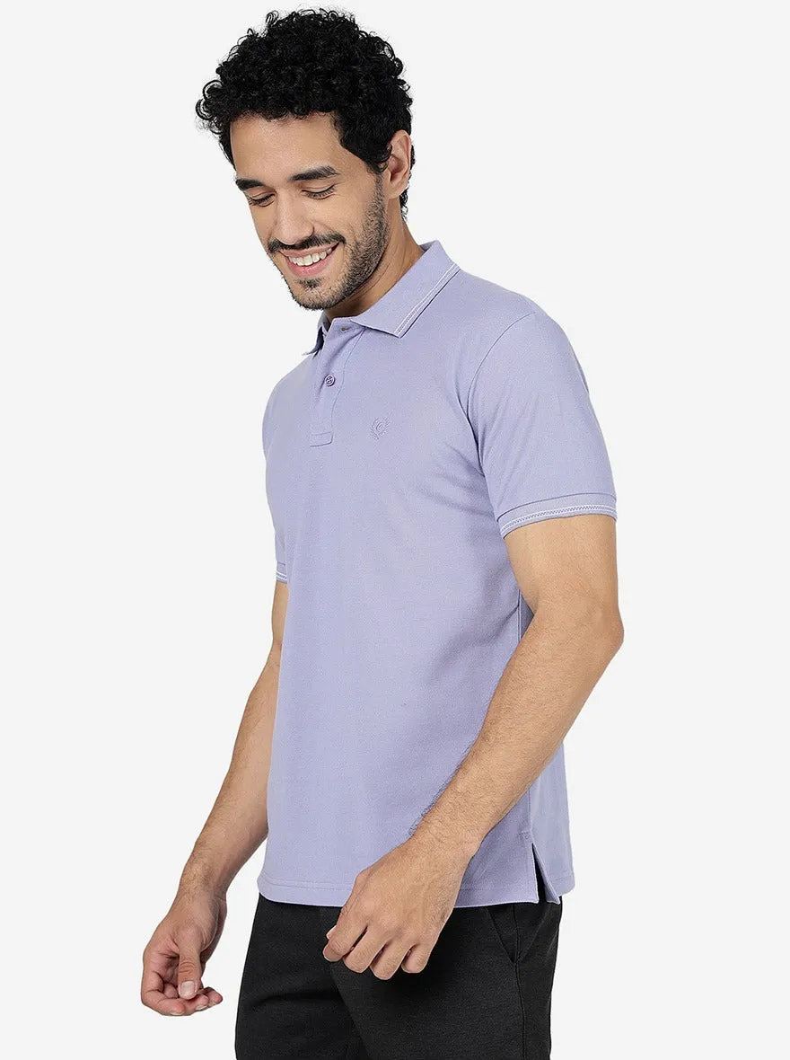 Purple Solid Slim Fit Polo T-Shirt | Greenfibre