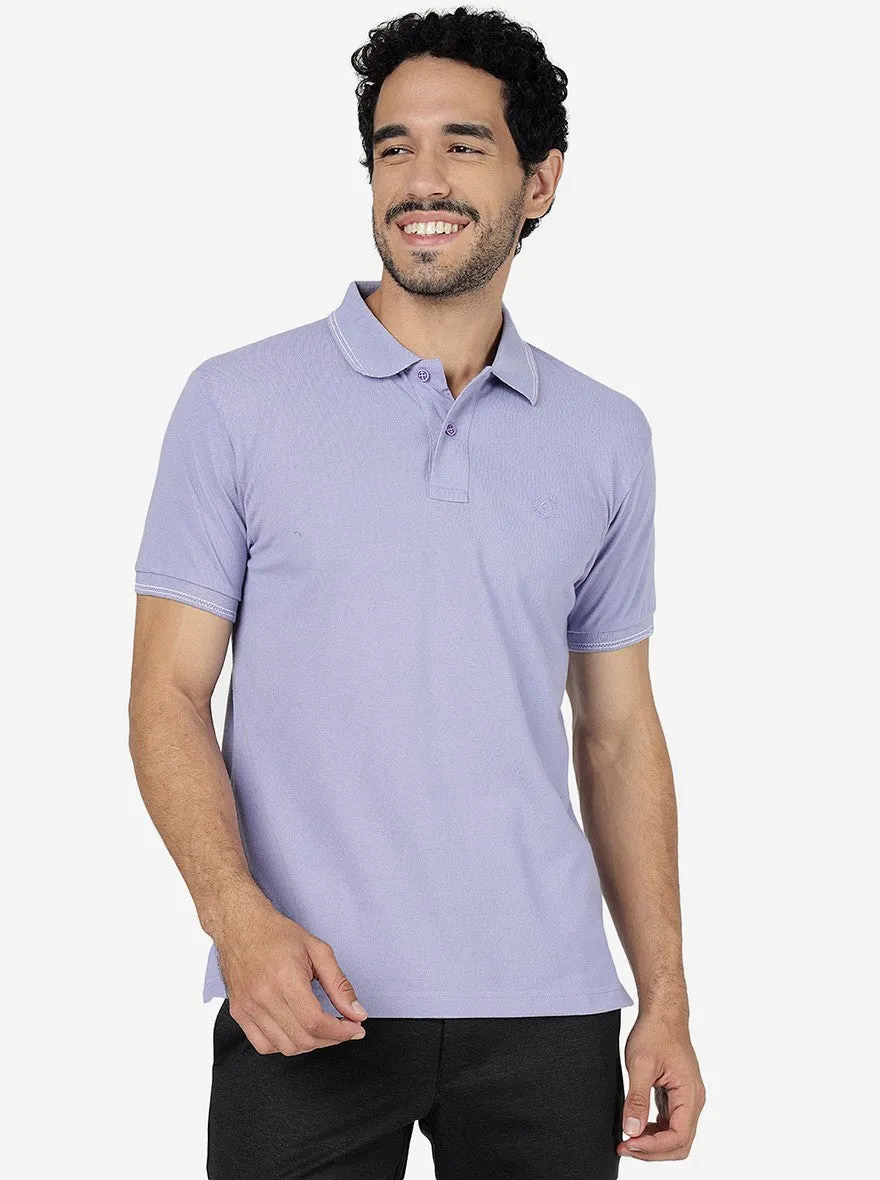 Purple Solid Slim Fit Polo T-Shirt | Greenfibre