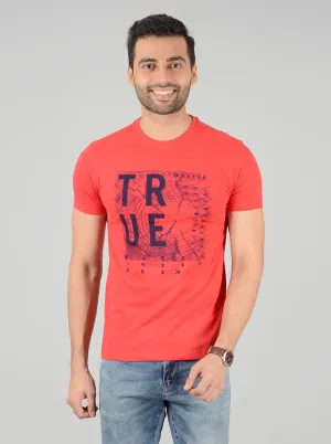 Red Printed Slim Fit T-Shirt | Greenfibre