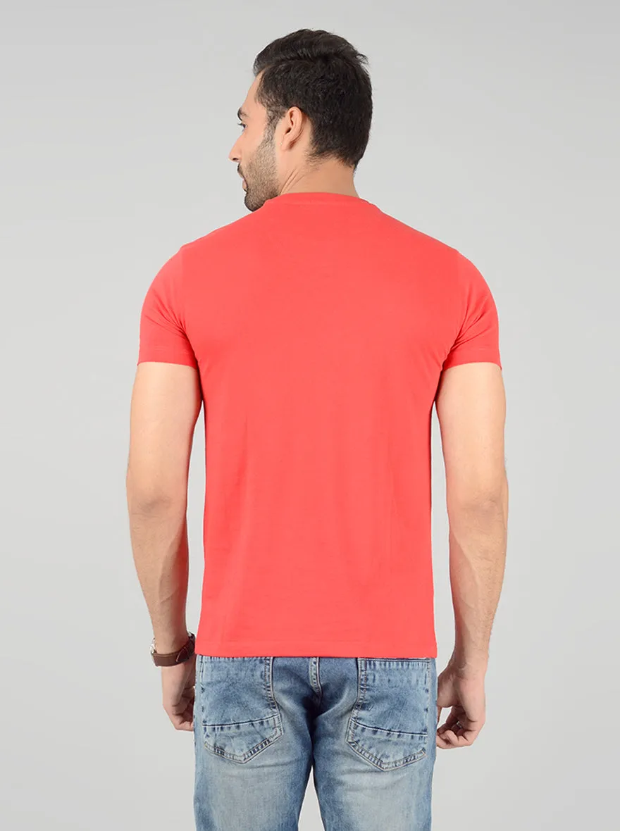 Red Printed Slim Fit T-Shirt | Greenfibre