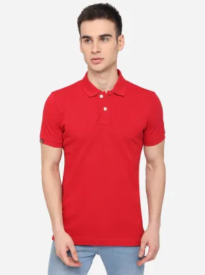 Red Solid Slim Fit Polo T-Shirt | JadeBlue