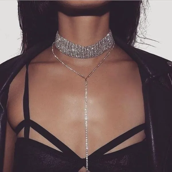 Rhinestone Choker Necklace 2017 Luxury Statement Crystal Chokers Necklaces For Women Chunky Neck Accessories Fashion Jewellery