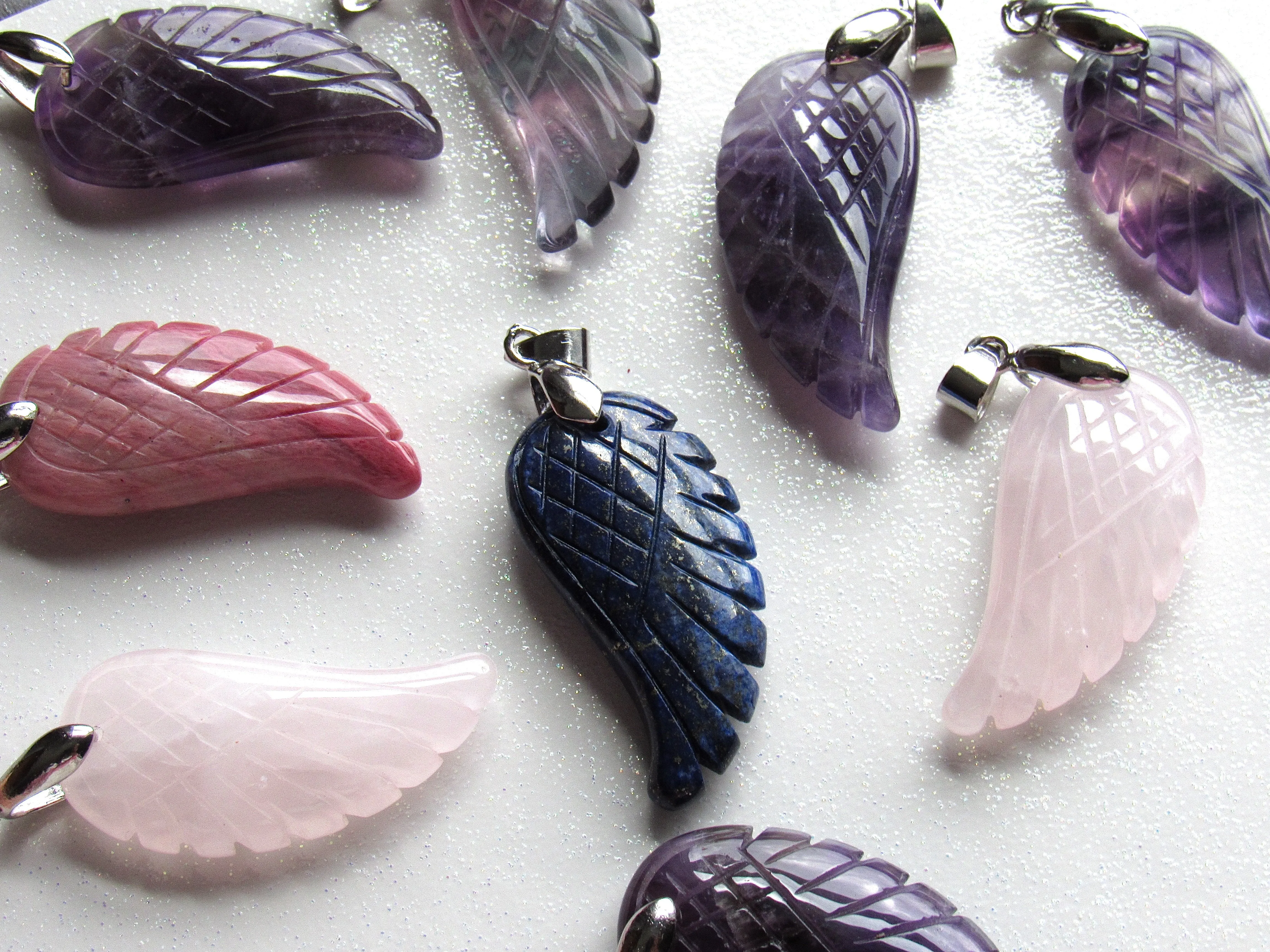 Rhodonite Angel Wing Necklaces