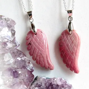 Rhodonite Angel Wing Necklaces