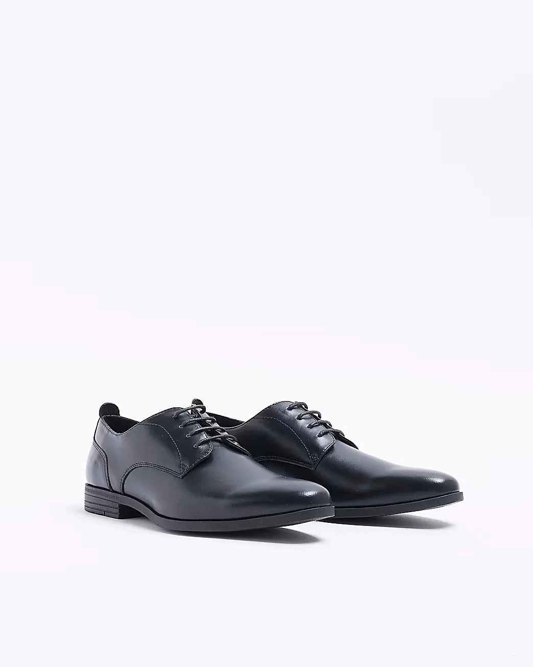 River Island Black Wide Fit Derby Mens Shoes