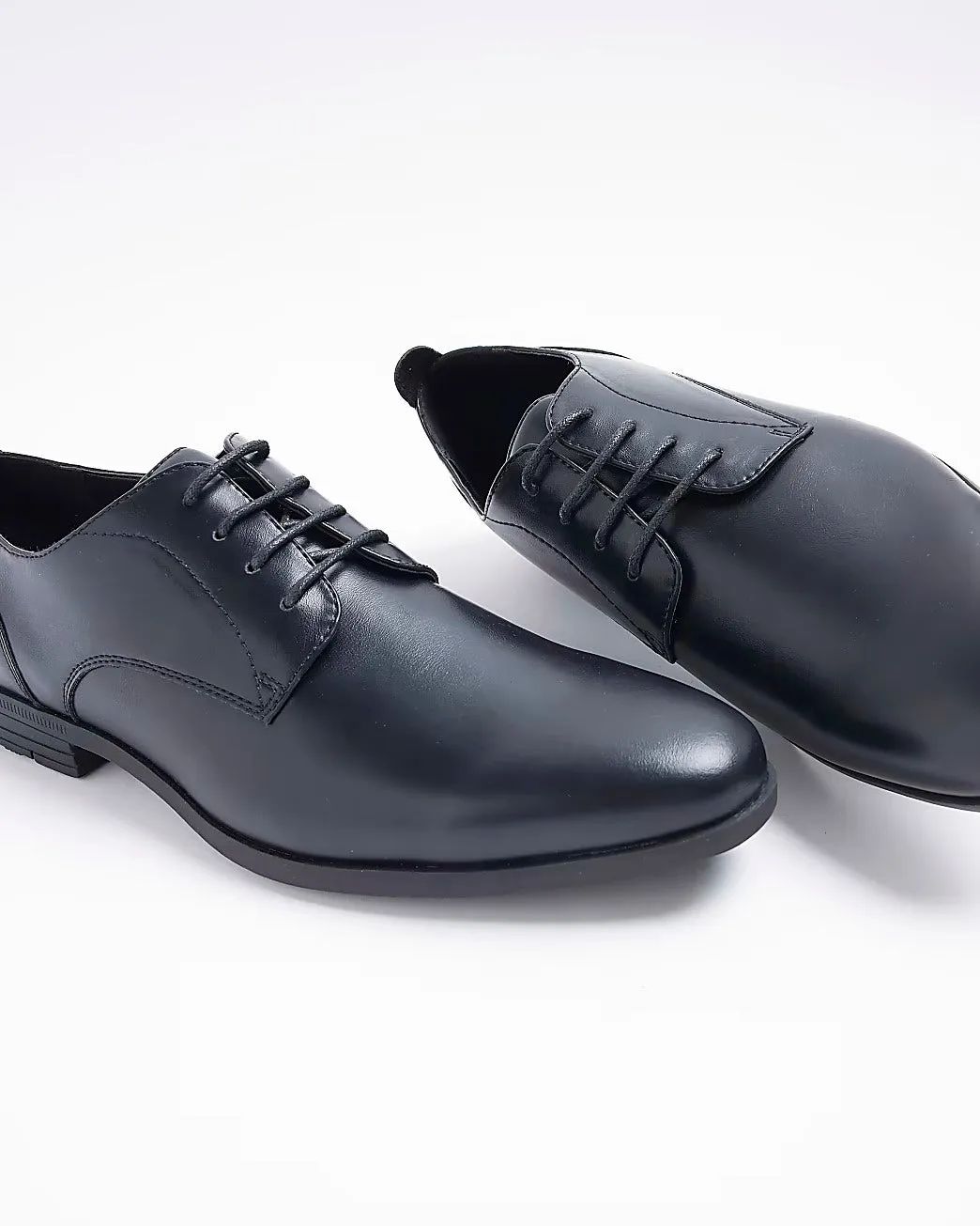 River Island Black Wide Fit Derby Mens Shoes