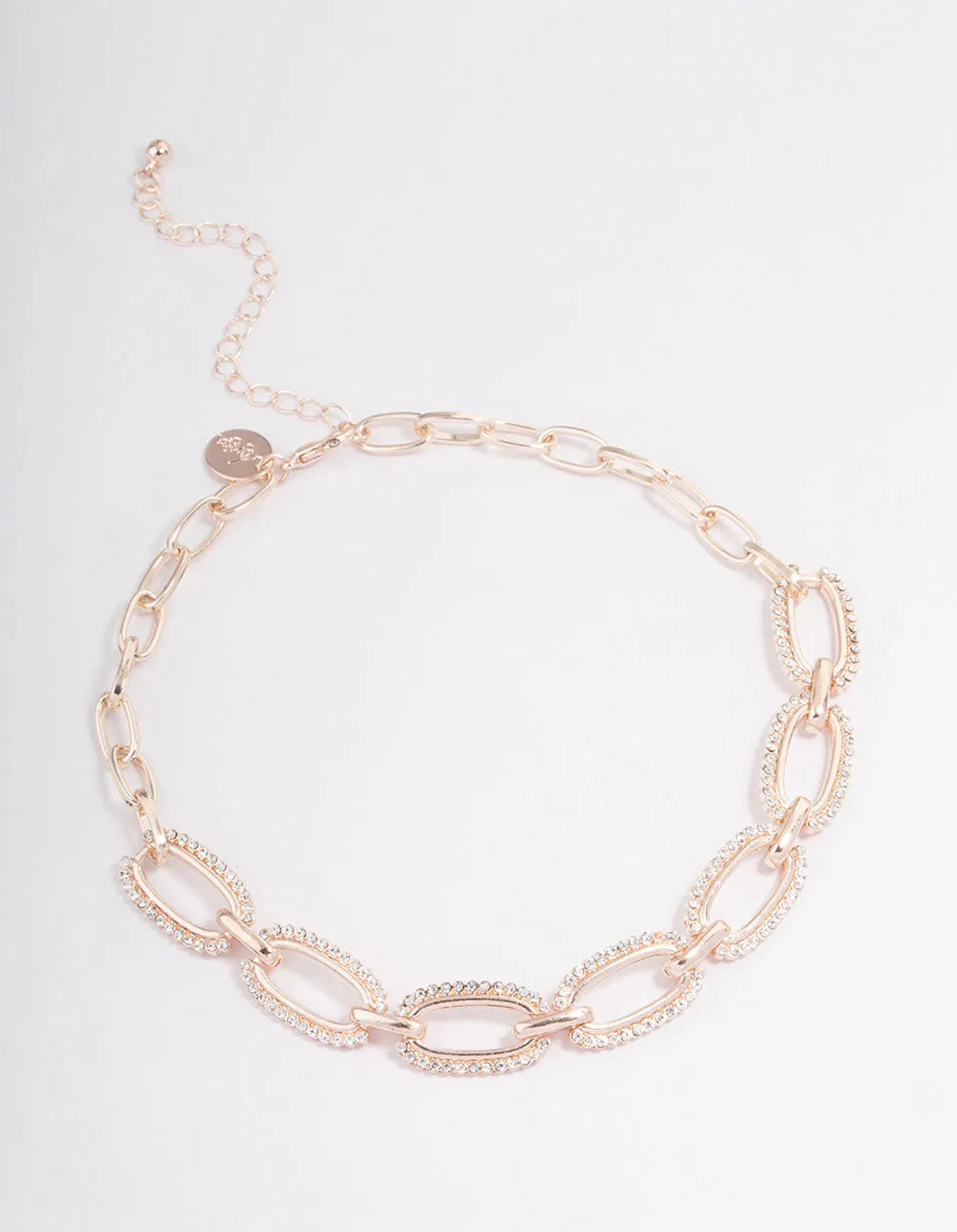 Rose Gold Diamante Oval Link Choker