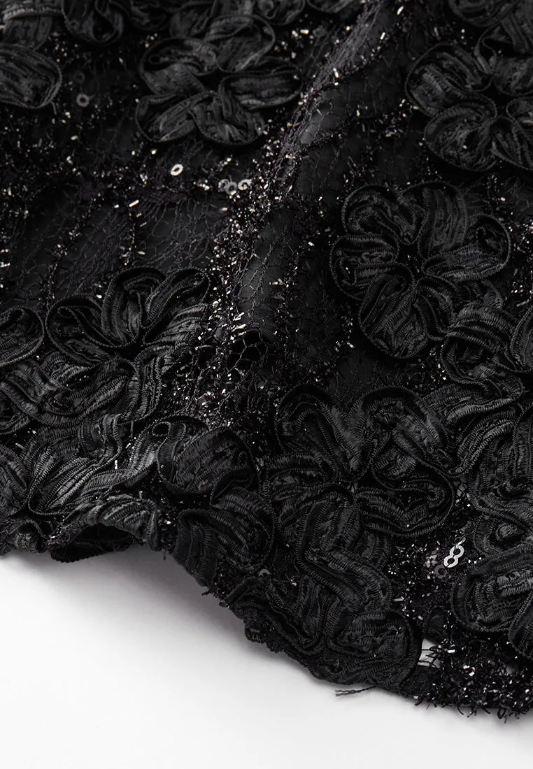 Ruffled-detail Lace Dress