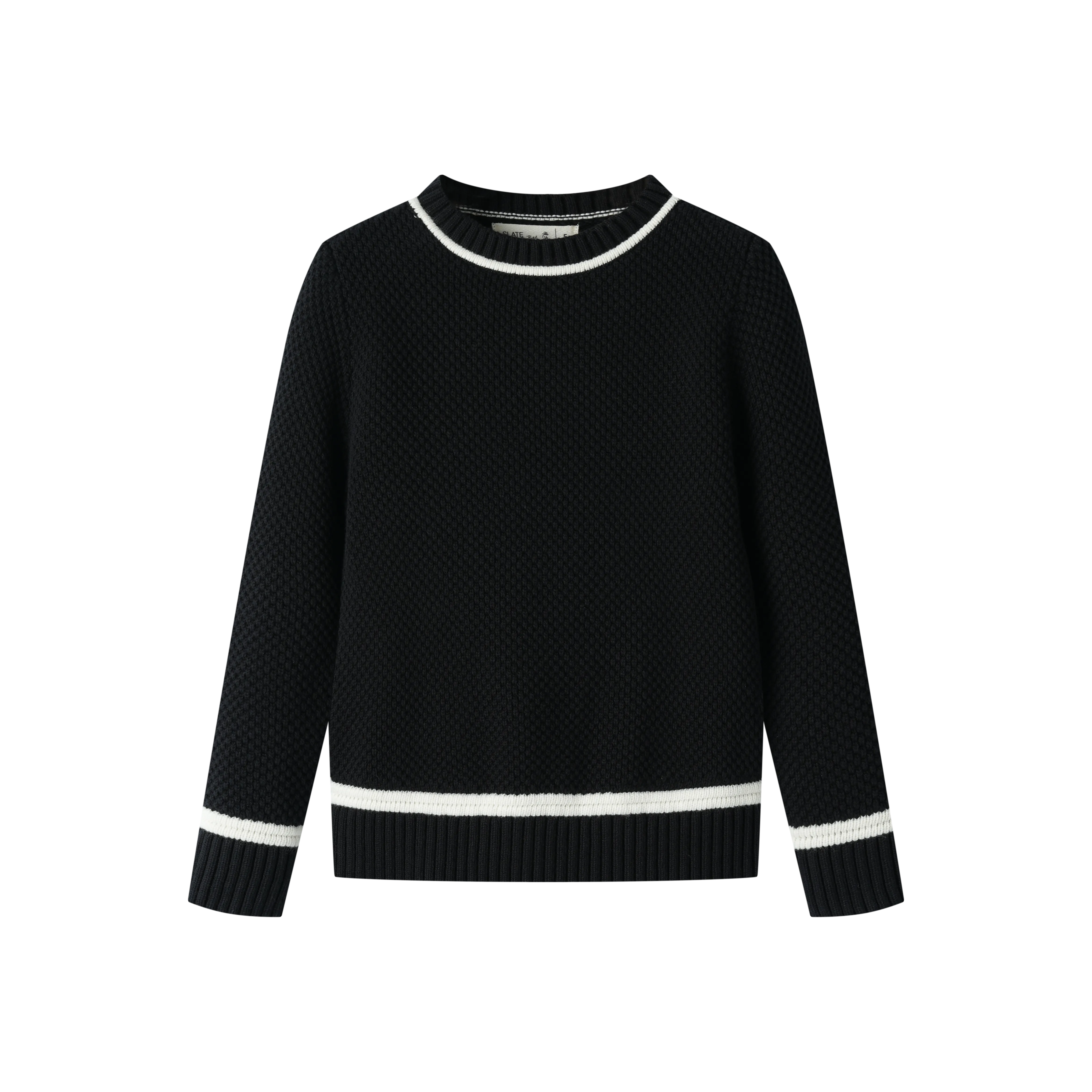 SEED STITCH SWEATER-BLACK