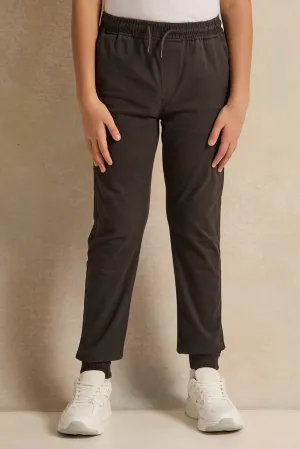 Senior Boys Brown Solid Joggers