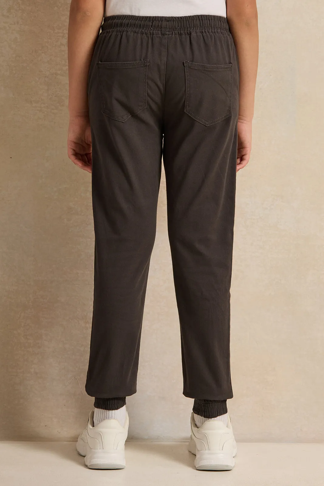 Senior Boys Brown Solid Joggers