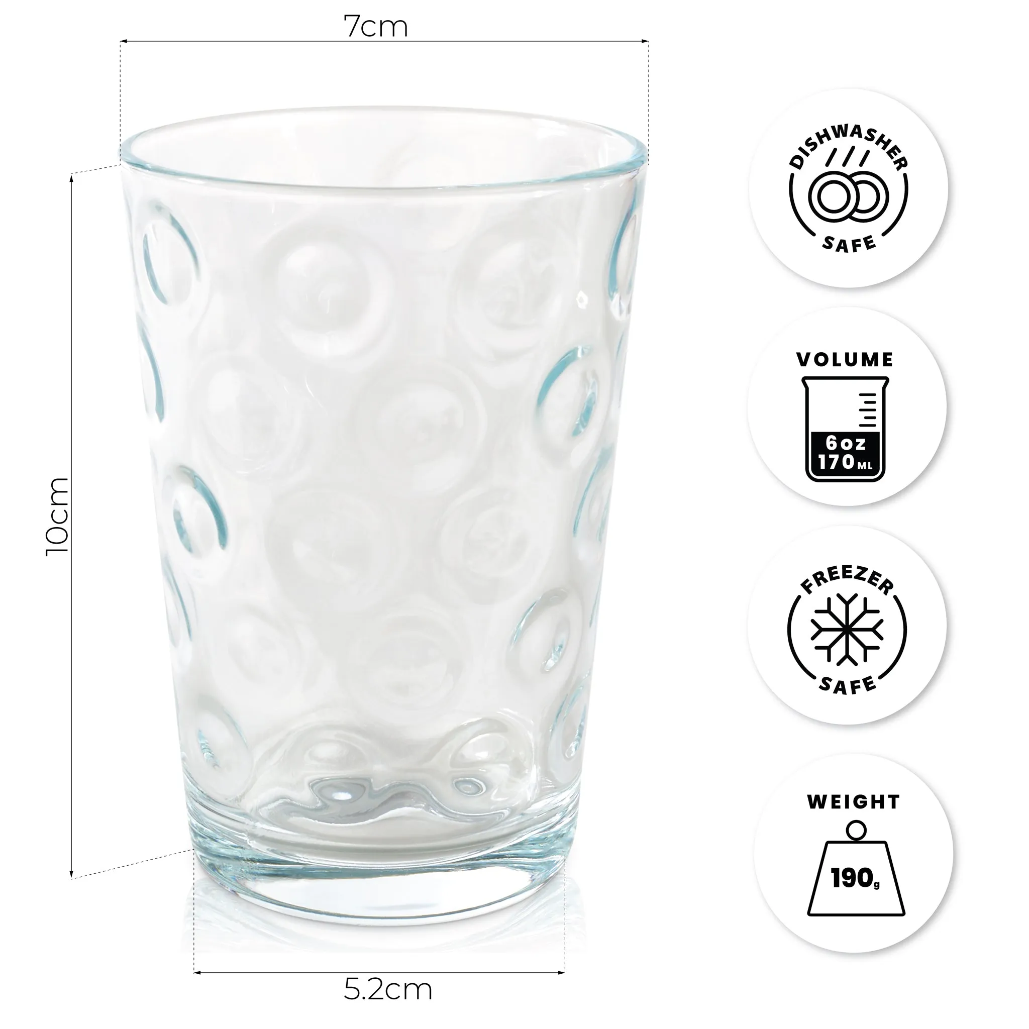 Set of 6 Ring Drinking Glasses - 20CL