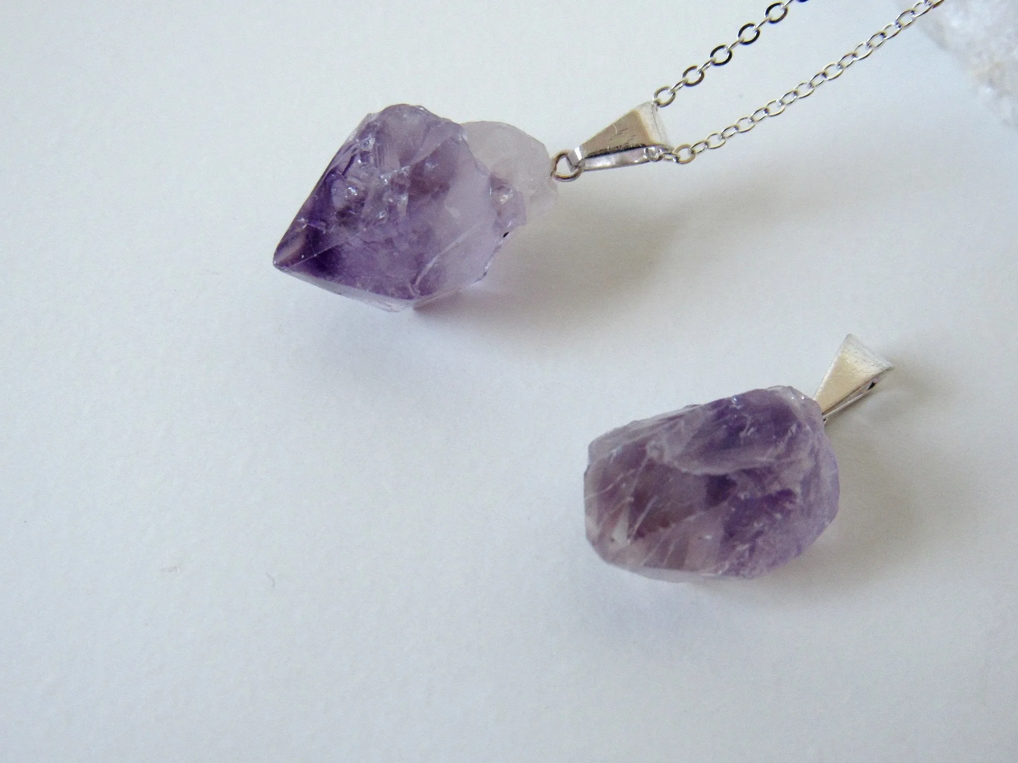 Silver Amethyst Point Necklaces