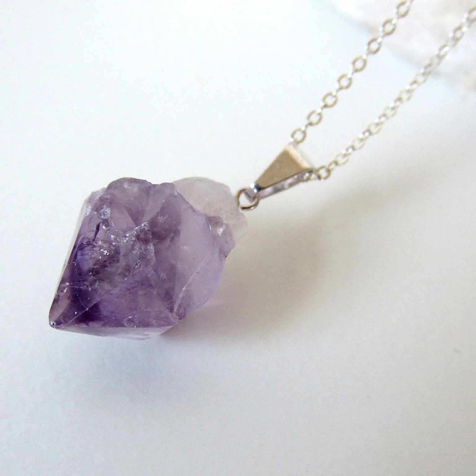 Silver Amethyst Point Necklaces