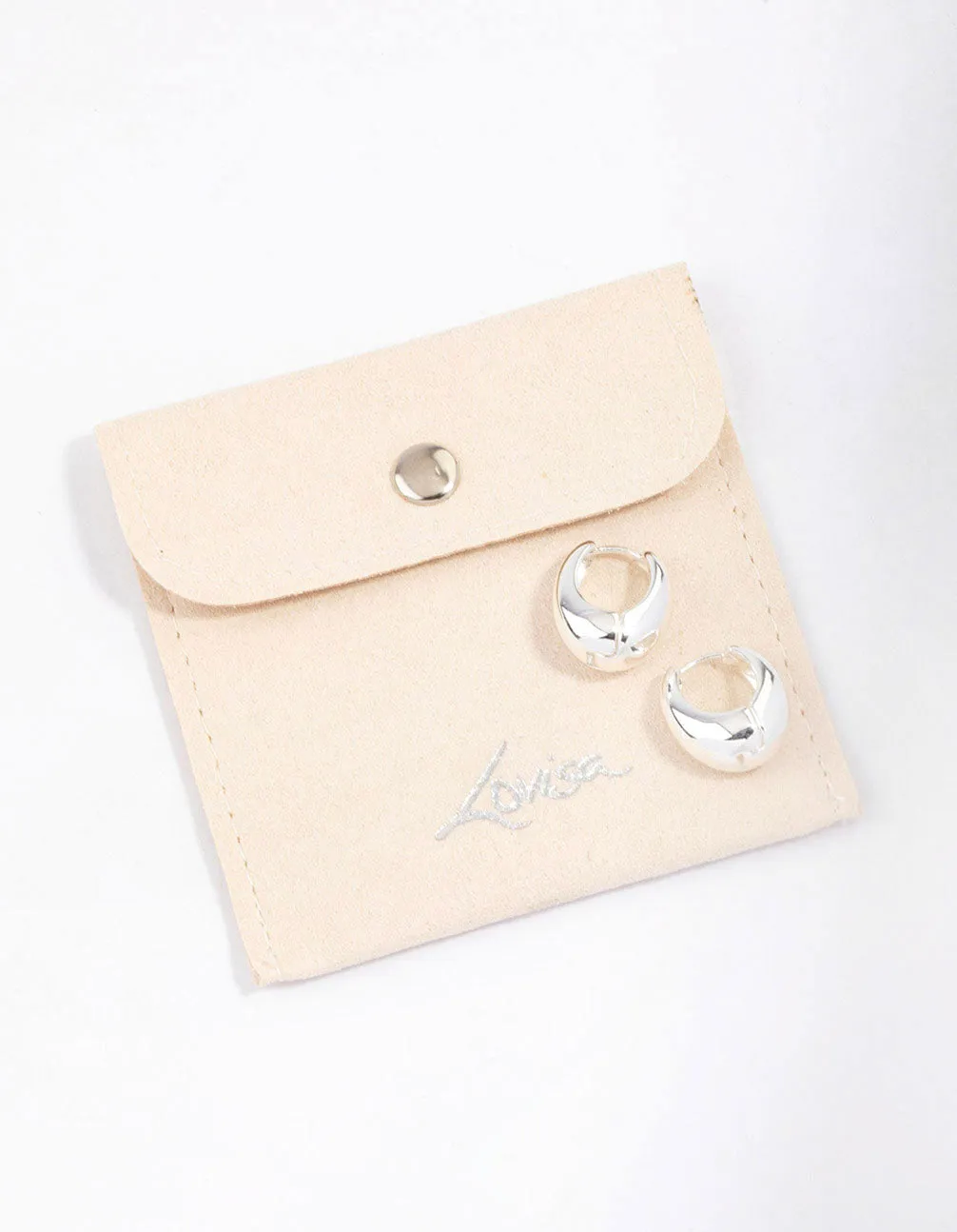 Silver Clean Huggie Earrings & Polishing Set