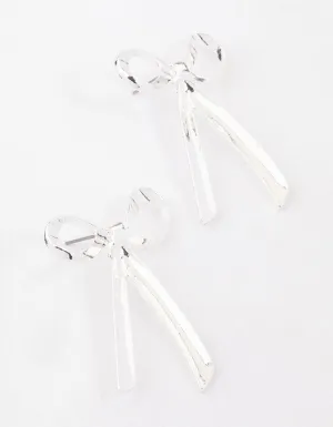 Silver Large Bow Stud Earrings