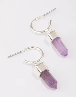 Silver Plated Amethyst Drop Earrings