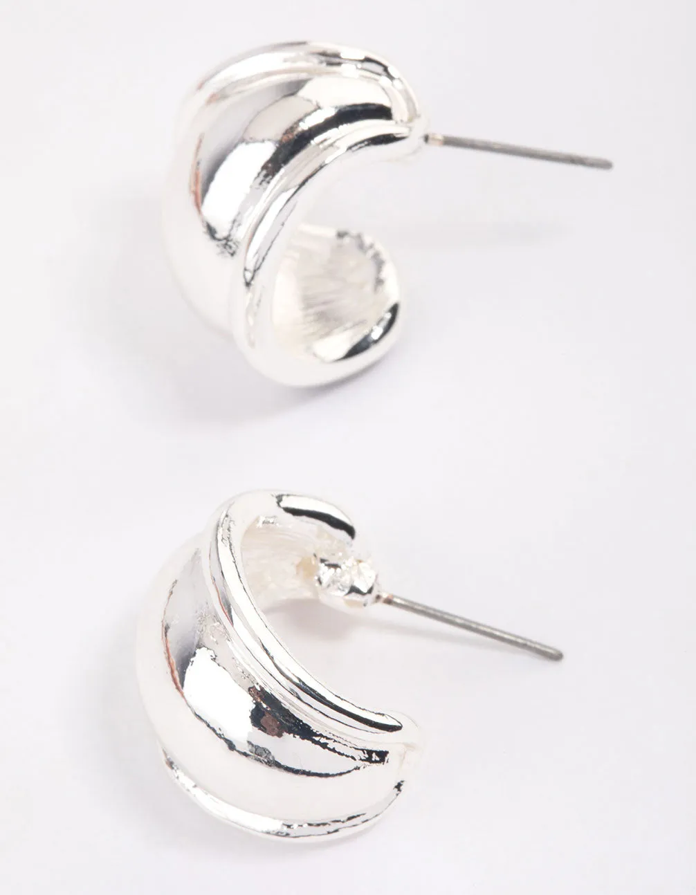 Silver Rounded Edge Hoop Earrings & Polishing Set