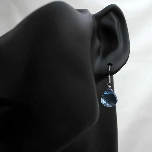 simple briolette earrings in aquamarine